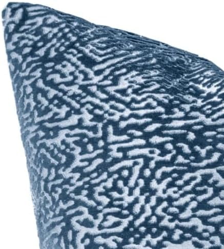 Austin Horn Classics Floral Pattern Cut Velvet Pillow Cover Only Set Of 2 Bluestone 20"X20