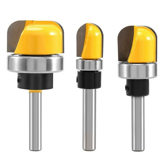 3Pcs 1/4 Inch Shank Bowl and Tray Router Bit, & Template Bit Set with Ball Bearing