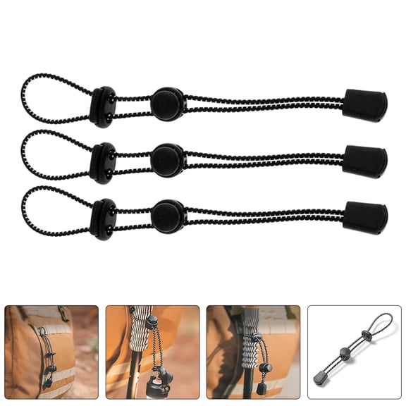 WHAMVOX 6pcs Black Backpack Hiking Pole Ropes Elastic Rope Lanyard Fixing Buckle Holder For Outdoor Hiking Walking Trekking Climbing Stick Pole Carry Tie Cord