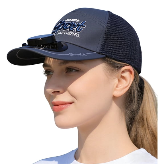 AJGRHE Solar Powered Fan Hat For Sun And Breathable Sun Hat With USB Chargeable Fan For Outdoor Activities And Beach Days Navy One Size