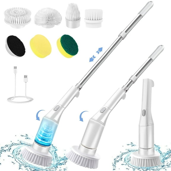 Adamantite Angle Adjustable, Waterproof Electronics Cleaning Brush Kit with 6 Replaceable Brush Heads & Extendable Handle, 9 Total Count