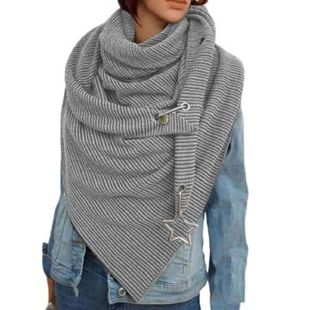 Bufandas de invierno para mujer, color liso, decoración de estrellas, estilo retro, cálidas, para mujer