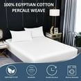 thumbnail image 2 of Bottom Fitted Sheet, 300-Thread-Count Egyptian Cotton Percale Weave Single Fitted Sheet Only, Deep Pockets Twin XL Fitted Sheet, Fits upto 12-Inches Mattress - Percale White, 2 of 6