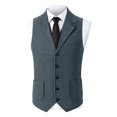 thumbnail image 3 of Yaoyar Mens Solid Color Lapel Single Breasted Suit Vest Vest Top Waistcoat Classic Tailoring Slim Fit For Commuting Workplace Daily Wear, 3 of 5