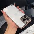 thumbnail image 1 of Transparent Ultra Thin Frameless Phone Case For iPhone 16 Pro Max 16 Plus 15 Pro Max Luxury Full Lens Plating Protection Cover Gold For iPhone 15, 1 of 6