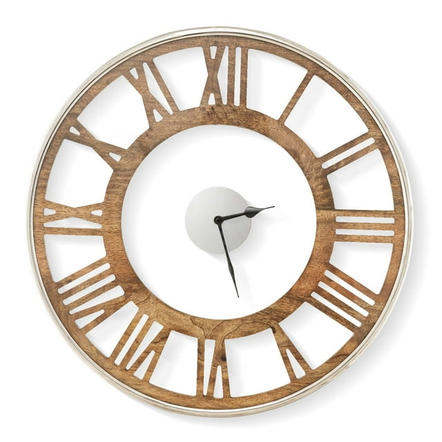 Costway 16 Inch Silent Wall Clock with Classic Frame Classic Roman Number Glass Cover
