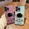 thumbnail image 3 of Compatible with iPhone 13 Pro Max Electroplated Case Women Girls Plating Astronaut Kickstand Camera Lens Protection Soft Silicone Case for iPhone 13 Pro Max 5g 6.7 inch (Purple), 3 of 11
