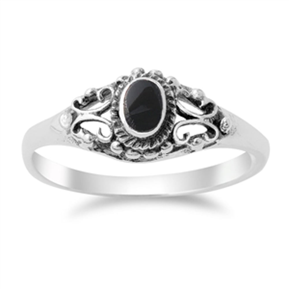 Statement Rings Gift for Wife Three Stone Ring Boho Jewelry Engagement Ring Onyx Ring Sterling Silver Ring For Women Black Onyx Ring