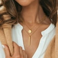 thumbnail image 3 of Turandoss 14K Gold Plated Coin Initial Layered Bar Pendant Y-Necklaces for Women Letter A-Z Jewelry Personalized Birthday Gifts Presents for Women Her, 3 of 9