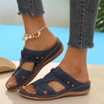 thumbnail image 7 of Caywon Women Wedge Sandals Dressy Soft Leather Sandal,Rubber Sole,Comfortable Walking,Casual Slip on Summer Sandals Slide Sandal Shoes, 7 of 7