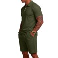 thumbnail image 4 of CIENVNSTG Mens Sets 2 Piece Outfits Polo Shirt Short Sleeve Beach Shorts Set Summer Loose Streetwear Sport Basic Fashion Clothing Set Green L, 4 of 7