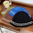 thumbnail image 4 of SikaFu Chenille Striped Knitted Bucket Hats Winter Handmade Crochet Warm Fisherman Hat Outdoor Panama Bob Women's Hip Hop Cap Gorros, 4 of 6