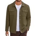 thumbnail image 2 of QHRMKOG Mens Shacket Relaxed Fit Long Sleeve Shackets with Flap Pockets Button Down Jacket Casaul Shirt Jackets Green XL, 2 of 5