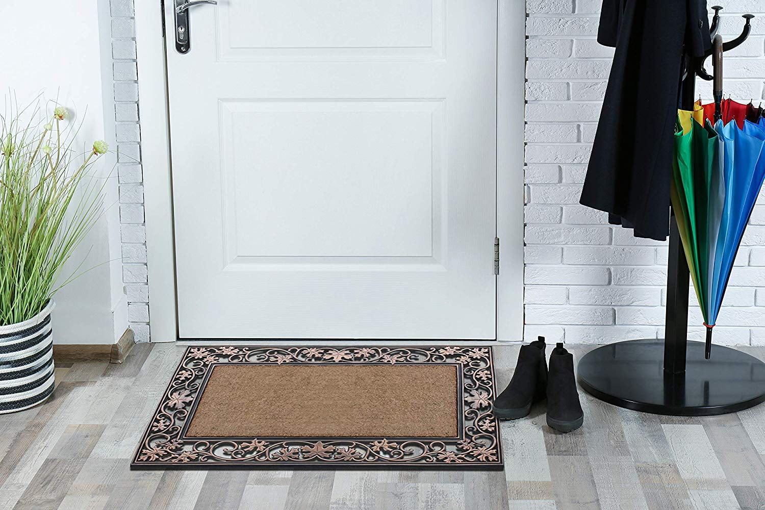 A1hc Natural Coir and Rubber Door Mat, 38x23, Thick Durable Doormats for Indoor Outdoor Entrance, Heavy Duty, Thin Profile Door Mat, Easy to Clean