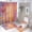 style-1012, variant on 4 Piece Bathroom Rug Set with Shower Curtain Bath Mat U-Shaped Floor Mat Toilet Lid Oval Rug Squared Colorful Abstract Waterproof Durable Bathroom Decor Shower Colorful Geometry Style