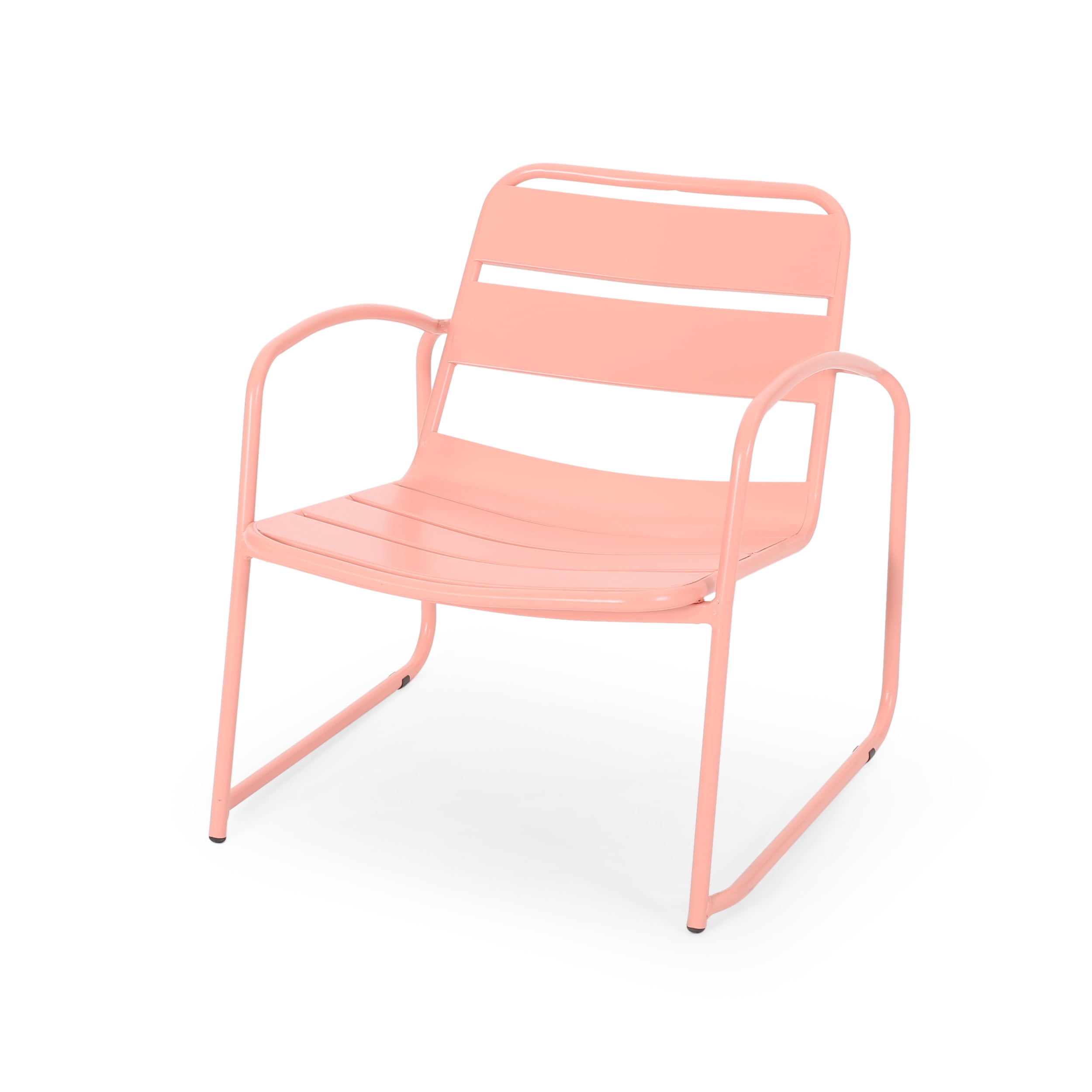 Calvert Outdoor Modern 2 Seater Iron Chat Set, Matte Coral