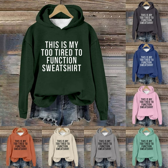 Women's Sweatshirt Long Sleeve Letter Graphic Printed Drawstring Hoodie Pullover Sweatshirts Oversized Hoodies Women Beige L