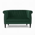 thumbnail image 1 of Causeuse à Accoudoirs Roulés en Velours Émeraude Style Chesterfield, 1 of 8