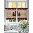thumbnail image 3 of Buffalo Check Sheer Curtains 45 inches Long 2 Panels Set Plaid Merry Christmas Trees on Retro Wooden Board Tiers Sheers Rod Pocket Small Window Short Curtains for Kitchen Cafe, Each 52" W x 45" L, 3 of 7