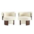thumbnail image 3 of Christopher Knight Home 32" Modern Curved Swivel Barrel Chair with 360 Rotating Base, Set of 2, Beige, 3 of 8