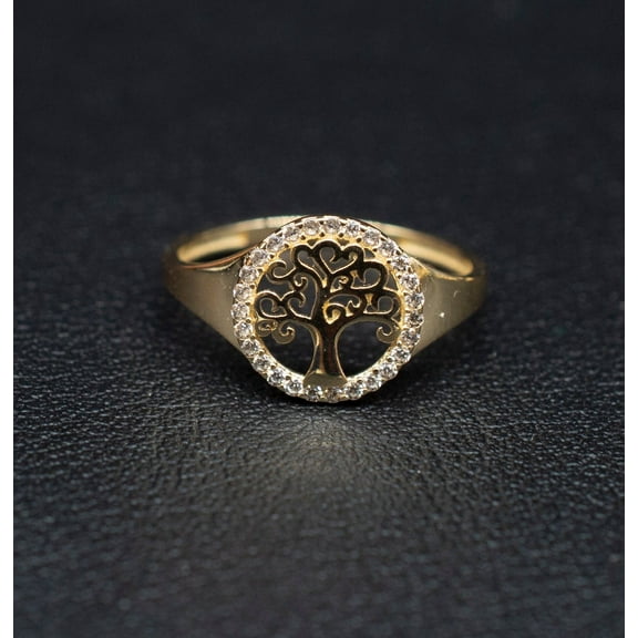 14k Real Solid Yellow Gold Tree of Life Ring, 14k Solid Gold Women Ring, Gold Ring for Women, Tree of Life Ring, Gift, Gold Ring (Ring size:6 1/2;)
