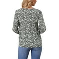 thumbnail image 3 of INSPIRE CHIC Women's Floral Blouses V Neck Long Sleeve Babydoll Flowy Spring Summer Top S Black, 3 of 6