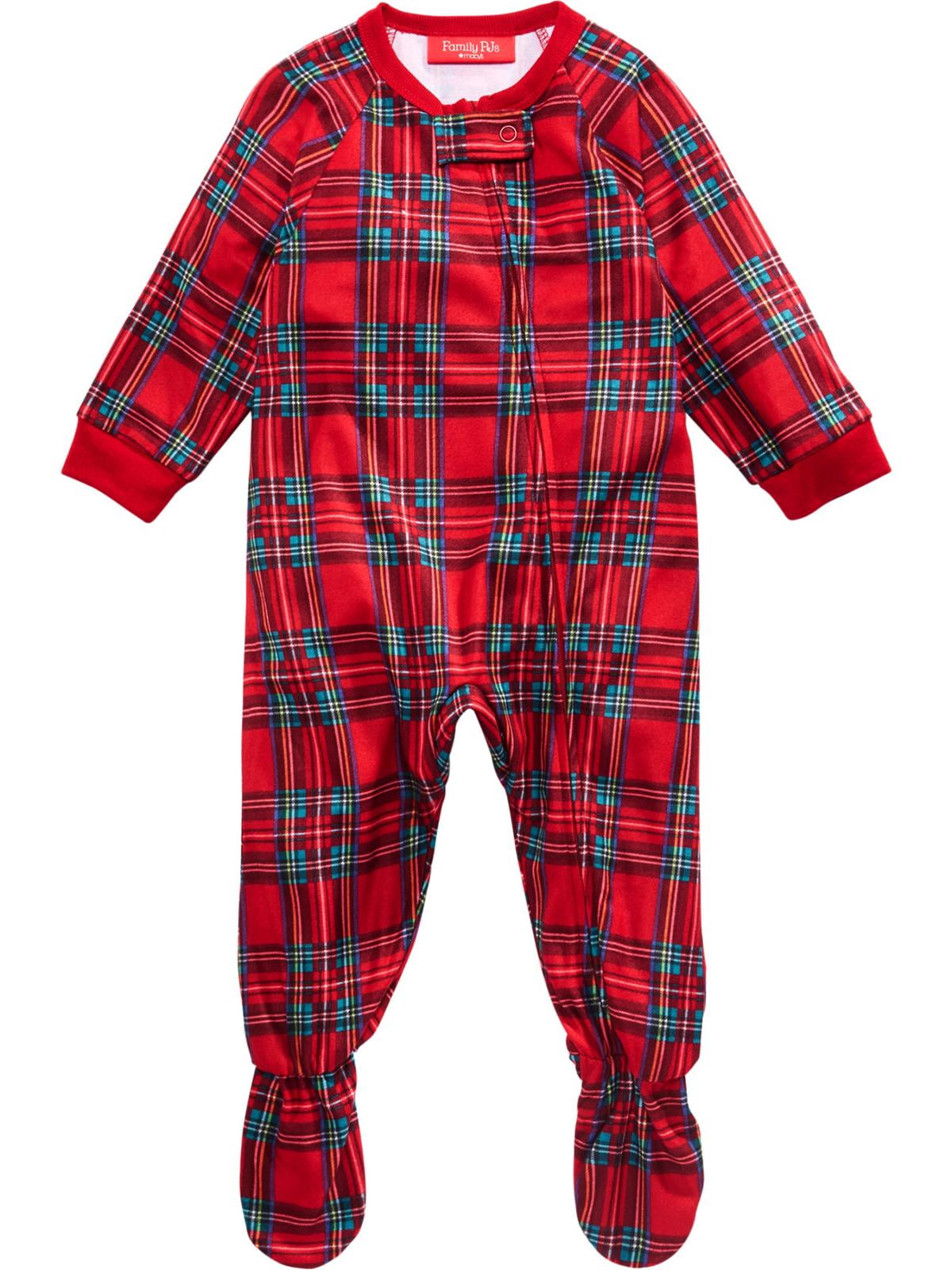 Family PJs Christmas Infant Footed Pajamas Red 12 MO