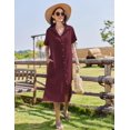 thumbnail image 2 of Vestido HOTOUCH de lino de manga corta casual de verano con bolsillos, 2 of 6