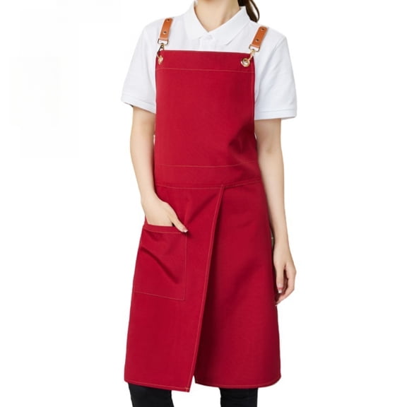 Canvas Split Work Apron Waterproof Apron with Pockets Adjustable Split Skirt Apron for Restaurant Cafe Kitchen