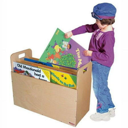 Wood Designs Big Book Holder with Wheels, Large Mobile Book Storage for Classroom, Playroom