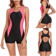 thumbnail image 2 of Tnhcen Women's One Piece Swimsuit Color Block High Neck Tummy Control 4 Way Stretch Quick Dry, Nylon Spandex Swimwear for Women S-2XL, 2 of 8