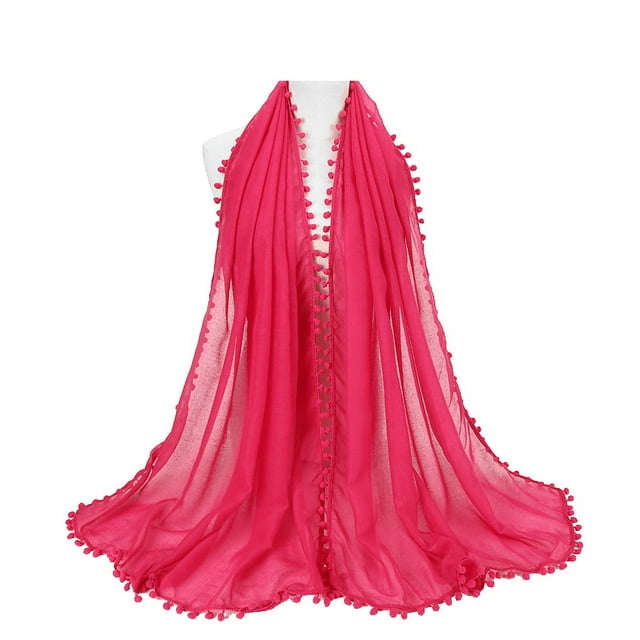 Women Wool Ball Splicing Scarf Breathable Comfortable Fashionable Neckerchief Elasticity Windproof Muffler