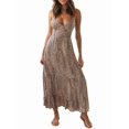 thumbnail image 3 of Women'S V-Neck Backless Tie Strap Maxi Dress Fashion Flared Skirt Elegant Evening Gown As Shown S, 3 of 10