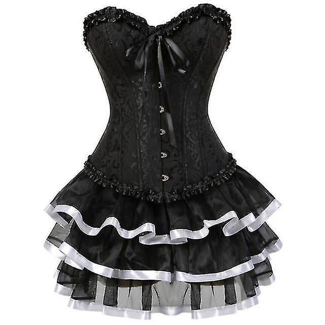Vestidos de corsé sexys para mujer, disfraz de talla grande, corsé burlesco por encima del busto y minifalda, conjunto de corsé con tutú