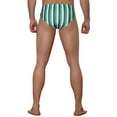 thumbnail image 3 of Unique Bargains Men's Elastic Waist Contrast Color Stripe Printed Swim Briefs 28 Green, 3 of 5