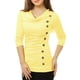 thumbnail image 4 of INSPIRAR CHIC Blusa de Manga Larga con Cuello de Cowl y Botones Decorativos, Frontal Fruncido, Ajuste Regular, Pullover Talla XS Amarillo Claro, 4 of 6