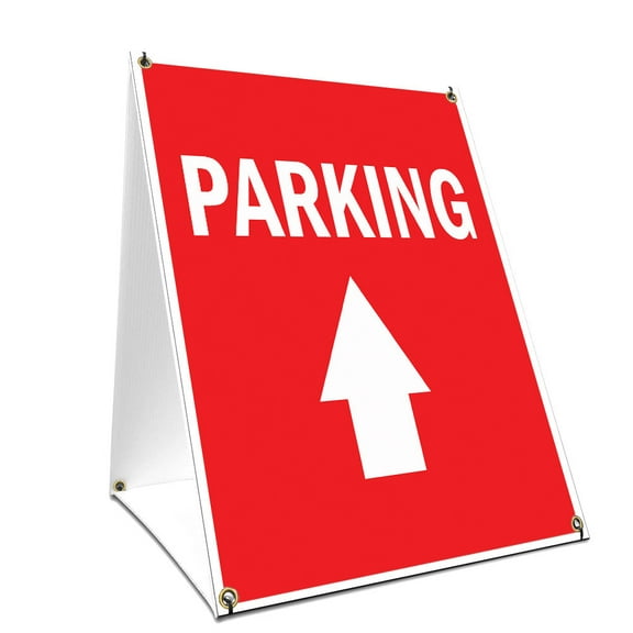 A-frame Sidewalk Parking With Up Arrow Sign With Graphics On Each Side | 18" X 24" Print Size