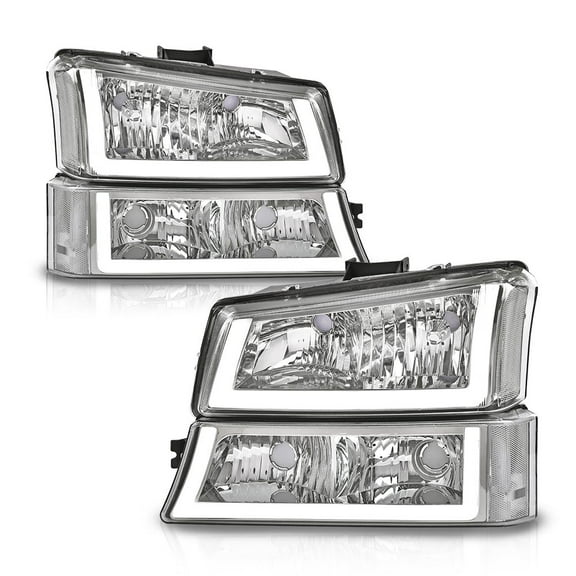 PIT66 LED Headlight, Fit for Chevy Silverado 1500 2500 3500 HD Model 03-06/Fit for Avalanche 2500 03-06(Fit No Cladding only) Clear Lens Chrome Housing Corner