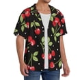 thumbnail image 2 of Yiaed Sweet Red Cherry Print Mens Casual Wrinkle Free Shirts Short Sleeve Button Down Summer Stretch Dress Shirt-4X-Large, 2 of 5