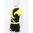 thumbnail image 4 of RUNQHUI Kids Boys Gymnastics Dance Performance Outfit Color Block Ballet Leotard with Shorts Set Fluorescent Yellow 10, 4 of 7