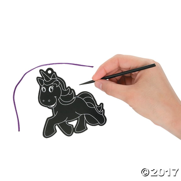 Unicorn Magic Scratch Ornaments - 24 Pc - Craft Supplies - 24 Pieces