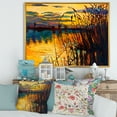 thumbnail image 2 of Yellow Evening Glow Through The High Grass By The Lake 20 in x 12 in Framed Painting Canvas Art Print, by Designart, 2 of 5