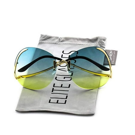 Elite RIMLESS OVERSIZED VINTAGE RETRO Butterfly Upside Down Sun Glasses