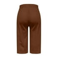 thumbnail image 5 of Wyobmus Womens Barrel Pants High Waisted Straight Leg Stretchy Cropped Capri Pants With Pockets Summer Casual Loose Trousers Coffee, 5 of 6