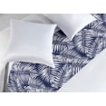 thumbnail image 2 of Leaves Bed Runner, Simple Jungle Leaf Pattern Botanical Hawaiian Flora Aloha Boho Nature Print, Decorative Accent Bedding Scarf for Hotels Homes & Guest Rooms, Queen, Navy Blue and White, by Ambesonne, 2 of 3