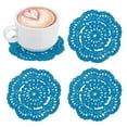 thumbnail image 1 of Paquete de 4 Posavasos de Ganchillo Hechos a Mano, Manteles Individuales Redondos de Algodón de 4 Pulgadas/10cm, Manteles de Encaje de Ganchillo Vintage [Azul Humo], 1 of 1