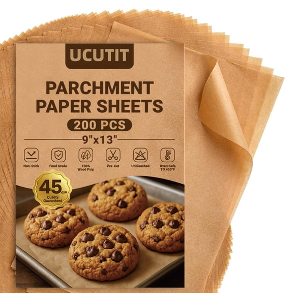 200 Pack 9x13 Brown Kraft Parchment Paper Sheets, Precut, Unbleached