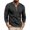 Black, variant on Mens' Cotton Blouse Button V Neck Tunic Tops Casual Henley Long Sleeve Shirts Drop Shoulder Tops Black 3XL
