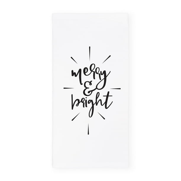 The Cotton Canvas Co Merry And Bright Christmas And Holiday Absorbent Kitchen Tea Towel Flour Sack Towel Dish Cloth Walmart Com Walmart Com