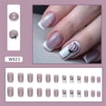 thumbnail image 6 of Fofosbeauty 24pcs Press on False Nails, Medium Square Fake Acrylic Nails, French Glitter Buds Purple White, 6 of 11